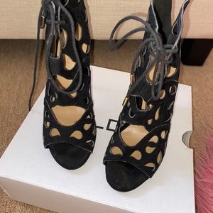 Black laced up heels